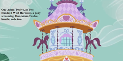 Size: 1200x600 | Tagged: safe, edit, edited screencap, screencap, it isn't the mane thing about you, adam-12, carousel boutique, cropped, gale force sound, implied rarity, no pony
