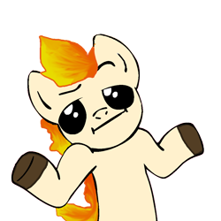 Size: 1000x1000 | Tagged: safe, artist:verycoolguy, looking at you, meme, pokémon, ponyta, shrug, shrugpony, simple background, solo, transparent background