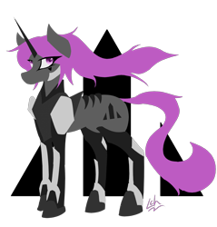 Size: 2313x2417 | Tagged: safe, artist:lacunah, oc, oc only, oc:midnight solace, pony, unicorn, female, hooves, horn, lineless, logo, mare, minimalist, modern art, simple background, solo, transparent background