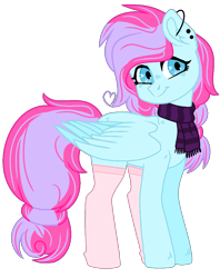 Size: 880x1112 | Tagged: safe, artist:bezziie, oc, oc only, oc:strawberry pie, pegasus, pony, clothes, female, mare, scarf, simple background, socks, solo, transparent background