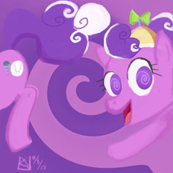 Size: 1500x1500 | Tagged: safe, artist:kelseyleah, screwball, pony, propeller hat, solo, spiral