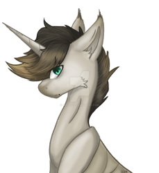 Size: 1280x1396 | Tagged: safe, artist:lastaimin, oc, oc only, oc:reiser, pony, unicorn, bust, male, portrait, simple background, solo, stallion, transparent background, watermark