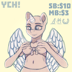 Size: 1400x1400 | Tagged: safe, artist:anonbelle, anthro, advertisement, commission, female, your character here