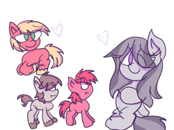 Size: 1024x768 | Tagged: safe, artist:rubyg242, big macintosh, marble pie, oc, oc:iron granite, oc:maple blossom, earth pony, pony, colt, family, female, filly, foal, heart, male, marblemac, multiple pregnancy, offspring, parent:big macintosh, parent:marble pie, parents:marblemac, pregnant, shipping, simple background, straight, transparent background