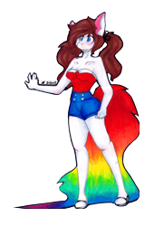 Size: 2308x3396 | Tagged: safe, artist:mscolorsplash, oc, oc only, oc:color splash, anthro, plantigrade anthro, solo, traditional art