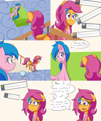 Size: 2000x2400 | Tagged: safe, artist:jake heritagu, firefly, scootaloo, pony, comic:ask motherly scootaloo, ask, comic, drink, glass, hairpin, motherly scootaloo, sofa, sweatshirt, wine glass