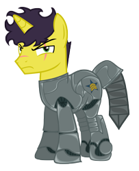 Size: 5165x6372 | Tagged: safe, artist:aborrozakale, oc, oc only, oc:applepup, pony, unicorn, fallout equestria, absurd resolution, armor, male, power armor, simple background, solo, stallion, transparent background