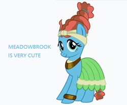 Size: 608x504 | Tagged: safe, meadowbrook, earth pony, pony, a health of information, cute, female, looking at you, mare, meadowcute, simple background, smiling, solo, standing, three quarter view, truth