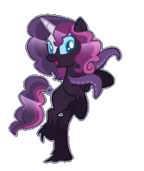 Size: 767x913 | Tagged: safe, artist:venna4483, oc, oc only, oc:ink drops, pony, unicorn, animated, blinking, female, gif, mare, rearing, simple background, solo, transparent background, unshorn fetlocks