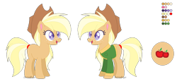 Size: 1070x508 | Tagged: safe, artist:electricaldragon, oc, oc only, oc:autumn, earth pony, pony, base used, clothes, female, mare, offspring, parent:applejack, parent:trenderhoof, parents:trenderjack, reference sheet, solo