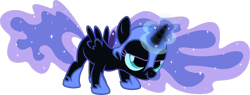 Size: 1548x586 | Tagged: safe, artist:anonymousnekodos, nightmare moon, pony, cute, female, filly, magic, nightmare woon, scrunchy face, simple background, solo, transparent background, vector
