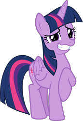 Size: 4456x6492 | Tagged: safe, artist:jhayarr23, twilight sparkle, twilight sparkle (alicorn), alicorn, pony, triple threat, absurd resolution, raised hoof, sheepish grin, simple background, smiling, transparent background, vector