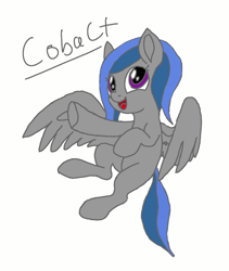 Size: 1440x1708 | Tagged: safe, oc, oc only, oc:cobalt, oc:cobalt skies, element pony, object pony, original species, pegasus, pony, ponified, simple background, trace, wings
