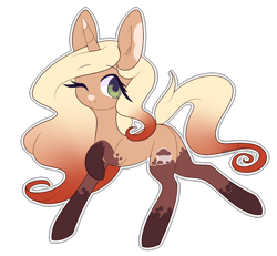 Size: 1280x1182 | Tagged: safe, artist:lnspira, oc, oc only, oc:mudcup, earth pony, pony, female, mare, one eye closed, simple background, solo, transparent background, wink