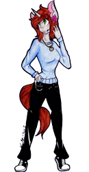 Size: 1682x3223 | Tagged: safe, artist:mscolorsplash, oc, oc only, anthro, earth pony, plantigrade anthro, converse, flower, flower in hair, shoes, solo, traditional art