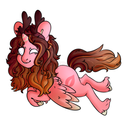 Size: 1000x1000 | Tagged: safe, artist:cinnamonsparx, oc, oc only, oc:sprinkle kisses, alicorn, pony, antlers, female, mare, simple background, solo, transparent background