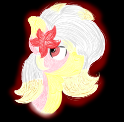 Size: 2289x2258 | Tagged: safe, artist:euspuche, oc, oc only, oc:carmen garcía, earth pony, pony, bicolor mane, bust, female, flower, flower in hair, looking back, portrait, simple background, solo