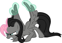 Size: 603x424 | Tagged: safe, artist:sinamuna, oc, oc only, oc:humble shade, pegasus, pony, base used, determined, magic, male, next generation, nextgen:sinverse, parent:fluttershy, parent:king sombra, simple background, struggling, sweat, transparent background