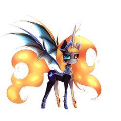 Size: 1024x1024 | Tagged: dead source, safe, artist:nutellaakanutella, daybreaker, nightmare moon, pony, female, fusion, mare, solo