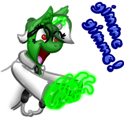 Size: 512x512 | Tagged: safe, artist:hilfigirl, oc, oc only, oc:aescula, doctor, gimme, hand, head mirror, heart eyes, magic, magic hands, solo, telegram sticker, text, wingding eyes