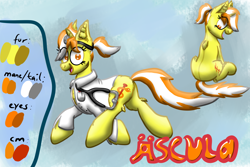 Size: 4134x2756 | Tagged: safe, artist:hilfigirl, oc, oc only, oc:aescula, unicorn, color change, doctor, reference sheet, sitting, solo, stethoscope