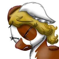 Size: 512x512 | Tagged: safe, artist:hilfigirl, oc, oc only, oc:pawprint, earth pony, pony, bust, crying, sad, solo, telegram sticker