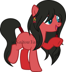 Size: 1024x1126 | Tagged: safe, artist:t-aroutachiikun, earth pony, pony, base used, izuminokami kanesada, male, ponified, raised hoof, solo, stallion, tail wrap, touken ranbu, watermark