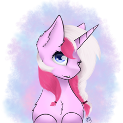 Size: 768x768 | Tagged: safe, artist:lilrandum, oc, oc only, oc:honningbrew, unicorn, bust, horn, smiling, solo, ych result