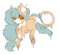 Size: 3441x3121 | Tagged: safe, artist:crazllana, oc, oc only, oc:forest keeper, earth pony, pony, female, high res, horns, melting, simple background, solo, transparent background