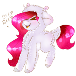 Size: 400x400 | Tagged: safe, artist:doux-ameri, oc, oc only, oc:button love, pony, unicorn, beep beep, clothes, costume, female, kigurumi, mare, simple background, solo, transparent background