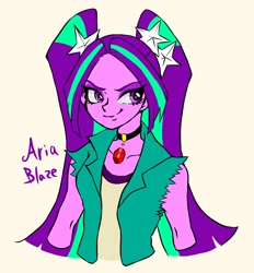 Size: 1197x1290 | Tagged: safe, artist:dokuro_ringo, aria blaze, equestria girls, looking at you, solo