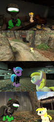 Size: 1920x4320 | Tagged: safe, artist:soad24k, oc, oc only, oc:chipper leaf, oc:flash bang, oc:green, earth pony, pony, 3d, comic, cyoa, cyoa:filly adventure, female, filly, gmod