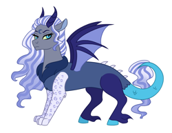 Size: 900x695 | Tagged: safe, artist:cascayd, oc, oc only, draconequus, hybrid, draconequus oc, interspecies offspring, offspring, parent:discord, parent:princess luna, parents:lunacord, simple background, solo, white background