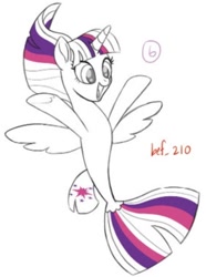 Size: 640x858 | Tagged: safe, twilight sparkle, twilight sparkle (alicorn), alicorn, seapony (g4), my little pony: the movie, the art of my little pony: the movie, adorkable, cute, dork, seaponified, seapony twilight, solo, species swap