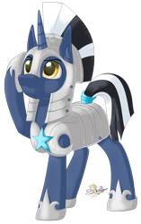 Size: 800x1275 | Tagged: safe, artist:unisoleil, oc, oc only, oc:chrome shield, pony, unicorn, armor, male, salute, simple background, solo, stallion, transparent background