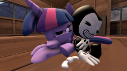 Size: 1920x1080 | Tagged: safe, artist:clawort-animations, twilight sparkle, 3d, bendy, bendy and the ink machine, sleeping, source filmmaker