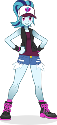 Size: 5061x10962 | Tagged: safe, artist:punzil504, sonata dusk, equestria girls, rainbow rocks, absurd resolution, boots, clothes, crossover, female, hat, looking at you, pokémon, shoes, shorts, simple background, smiling, socks, solo, transparent background, vector