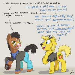 Size: 3600x3600 | Tagged: safe, artist:docwario, pony, bojack horseman, dialogue, high res, mr. peanutbutter, ponified