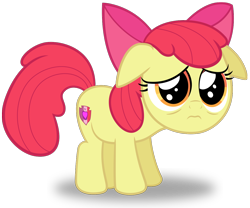 Size: 1200x1000 | Tagged: safe, artist:spellboundcanvas, apple bloom, earth pony, pony, marks and recreation, adorabloom, cute, floppy ears, sad, simple background, solo, transparent background, vector