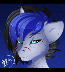 Size: 2000x2200 | Tagged: safe, artist:fkk, oc, oc only, oc:anthonystone, dracony, hybrid, pony, avatar, bust, emotion, male, solo, stallion