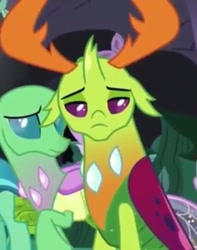 Size: 567x720 | Tagged: safe, screencap, thorax, changedling, changeling, to change a changeling, cropped, horn, king thorax, sad