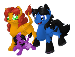 Size: 1024x768 | Tagged: safe, artist:usagi-zakura, pony, sphinx, dc comics, nightstar, nightwing, ponified, simple background, starfire, transparent background