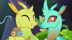 Size: 1280x720 | Tagged: safe, screencap, cornicle, changedling, changeling, to change a changeling, cute, cuteling, discovery family logo, eyes closed, horn, male, pot, smiling