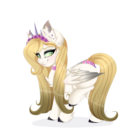 Size: 4000x4000 | Tagged: safe, artist:pvrii, oc, oc only, oc:angel thorn, pegasus, pony, absurd resolution, art trade, collar, female, mare, simple background, smiling, solo, spiked collar, transparent background