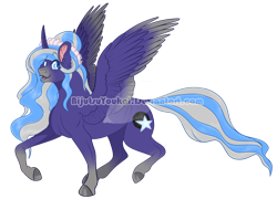 Size: 1250x900 | Tagged: safe, artist:bijutsuyoukai, oc, oc only, oc:astrial night, alicorn, pony, female, mare, offspring, parent:king sombra, parent:princess luna, parents:lumbra, simple background, solo, transparent background, watermark