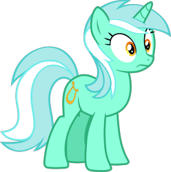 Size: 2338x2358 | Tagged: safe, artist:frownfactory, lyra heartstrings, unicorn, rock solid friendship, .svg available, female, horn, mare, simple background, solo, svg, transparent background, two toned mane, two toned tail, vector, worried