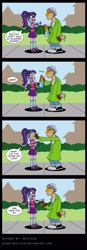 Size: 800x2292 | Tagged: safe, artist:niban-destikim, sci-twi, twilight sparkle, equestria girls, bush, comic, glasses, homeless, rocko's modern life, spray, street, towel