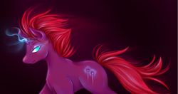 Size: 1280x675 | Tagged: safe, artist:taktic, tempest shadow, unicorn, my little pony: the movie, broken horn, female, glowing horn, mare, profile, simple background, solo