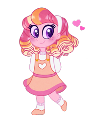 Size: 600x800 | Tagged: safe, artist:carouselunique, oc, oc only, oc:honeycrisp blossom, equestria girls, alternate hairstyle, arm behind back, cute, heart, honeycrisp tales, offspring, parent:big macintosh, parent:princess cadance, parents:cadmac, simple background, transparent background