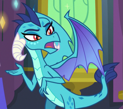 Size: 577x514 | Tagged: safe, screencap, princess ember, dragon, triple threat, consider the following, cropped, solo